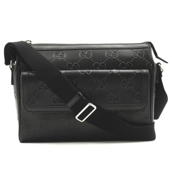 Gucci Embossed Leather Black Shoulder Strap Shoulder Bag - Picture 1 of 7
